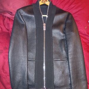 Emporio Armani Black Leather and Fabric Jacket